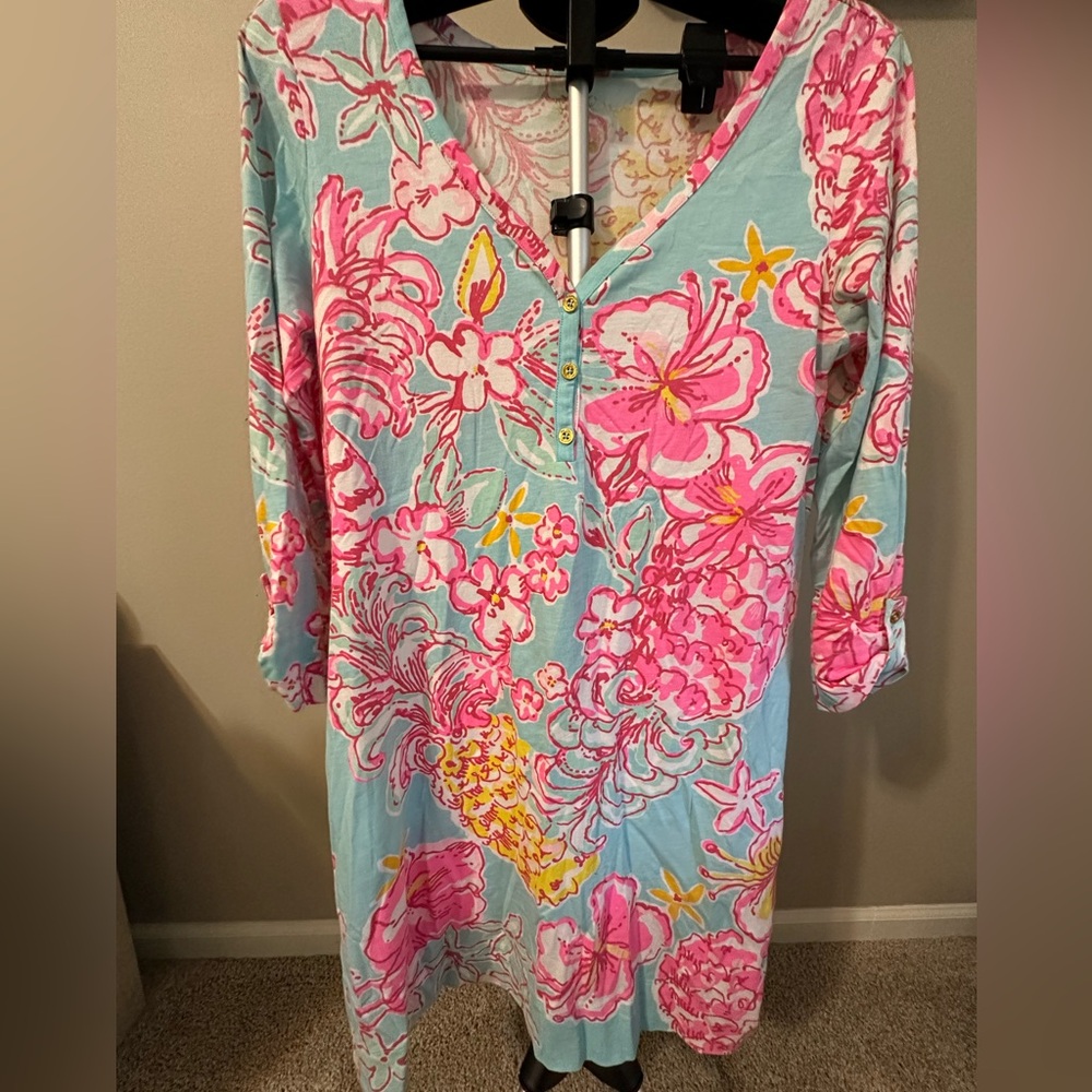 Lilly Pulitzer Pink and Blue Long Sleeve Dress